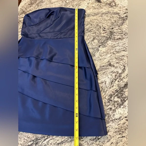 Max and Cleo Mariner Blue Strapless Tiered Ruffle Cocktail Dress Size 8 - Picture 4 of 13